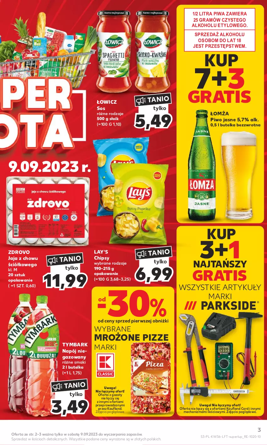 Gazetka promocyjna Kaufland - Gazetka tygodnia - ważna 07.09 do 13.09.2023 - strona 3 - produkty: Chipsy, Gra, Jaja, Napój, Napój niegazowany, Piwa, Piwo, Piwo jasne, Sos, Tymbark, Waga