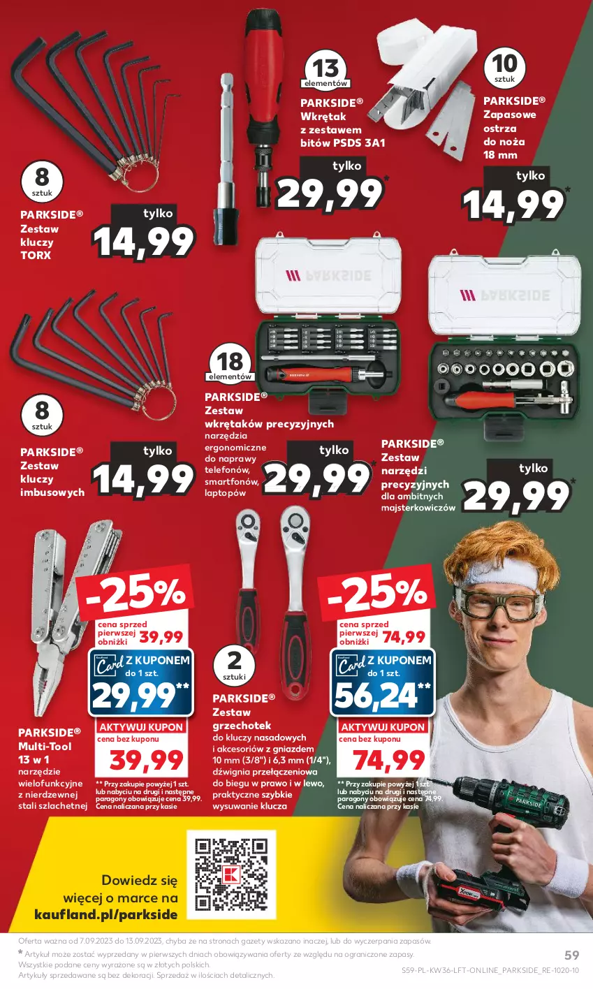 Gazetka promocyjna Kaufland - Gazetka tygodnia - ważna 07.09 do 13.09.2023 - strona 59 - produkty: Dźwig, Gra, Noż, Parkside, Smartfon, Telefon, Top, Wkręt, Zestaw kluczy, Zestaw narzędzi, Zestaw wkrętaków