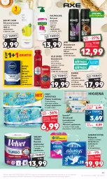 Gazetka promocyjna Kaufland - Gazetka tygodnia - Gazetka - ważna od 13.09 do 13.09.2023 - strona 47 - produkty: Nivea Men, Gra, Palmolive, Papier, Old Spice, Dezodorant, Pasta do zębów, Woda po goleniu, Papier toaletowy, Velvet, Chusteczki kosmetyczne, Ręcznik, Chusteczki, Always, Podpaski, Foxy, Elmex, Woda, Always Ultra, Nivea