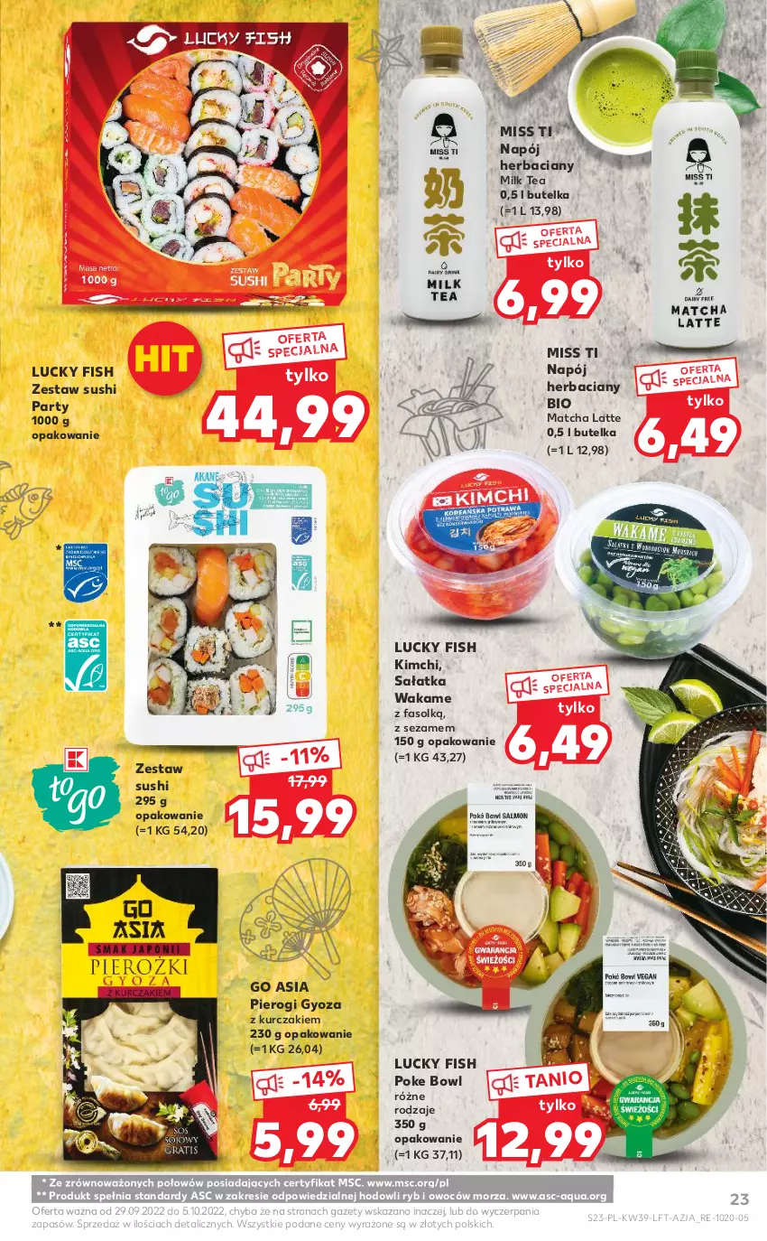 Gazetka promocyjna Kaufland - OFERTA TYGODNIA - ważna 29.09 do 05.10.2022 - strona 23 - produkty: Fa, Kurczak, Napój, Pierogi, Pierogi gyoza, Sałat, Sałatka, Sezam, Sushi