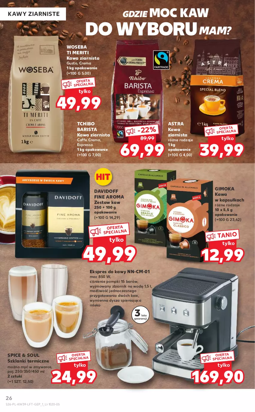 Gazetka promocyjna Kaufland - OFERTA TYGODNIA - ważna 29.09 do 05.10.2022 - strona 26 - produkty: Davidoff, Gimoka, Kawa, Kawa ziarnista, Lanki, Mleko, Tchibo, Tchibo Barista, Woseba