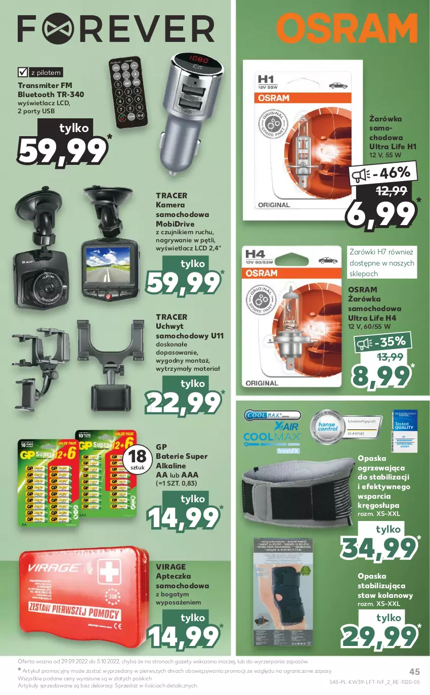 Gazetka promocyjna Kaufland - OFERTA TYGODNIA - ważna 29.09 do 05.10.2022 - strona 45 - produkty: Acer, Apteczka samochodowa, Gra, Gry, Kamera, Opaska, Por, Tran, Transmiter