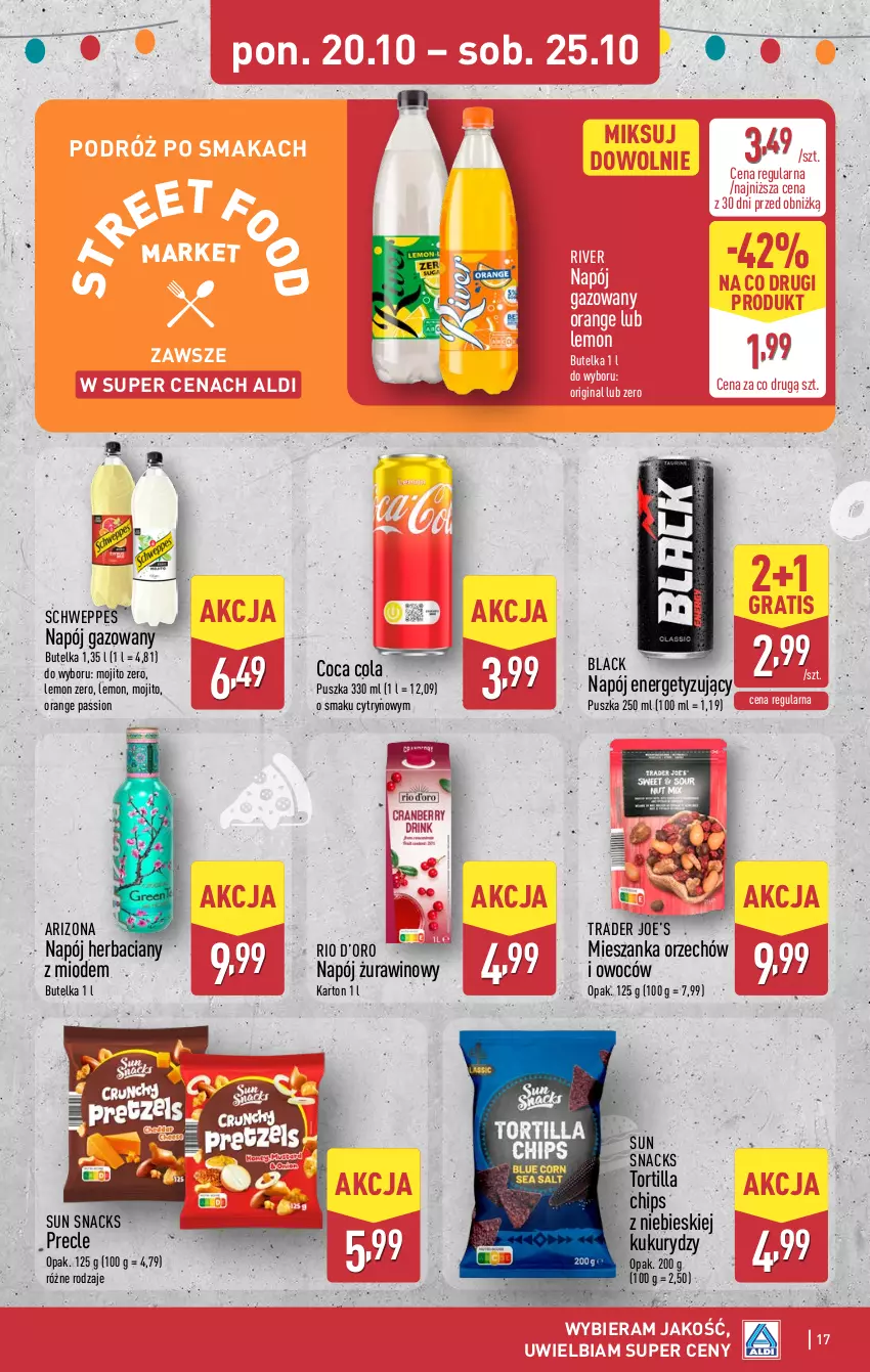 Gazetka promocyjna Aldi - Pełna oferta - ważna 20.10 do 25.10.2025 - strona 17 - produkty: Gin, Gra, Lack, Napój, Napój gazowany, Precle, Schweppes, Tortilla, Tortilla Chips, Wino