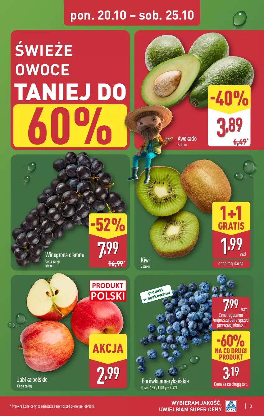 Gazetka promocyjna Aldi - Pełna oferta - ważna 20.10 do 25.10.2025 - strona 3 - produkty: Gra, Jabłka, Kiwi, Owoce, Wino, Winogrona