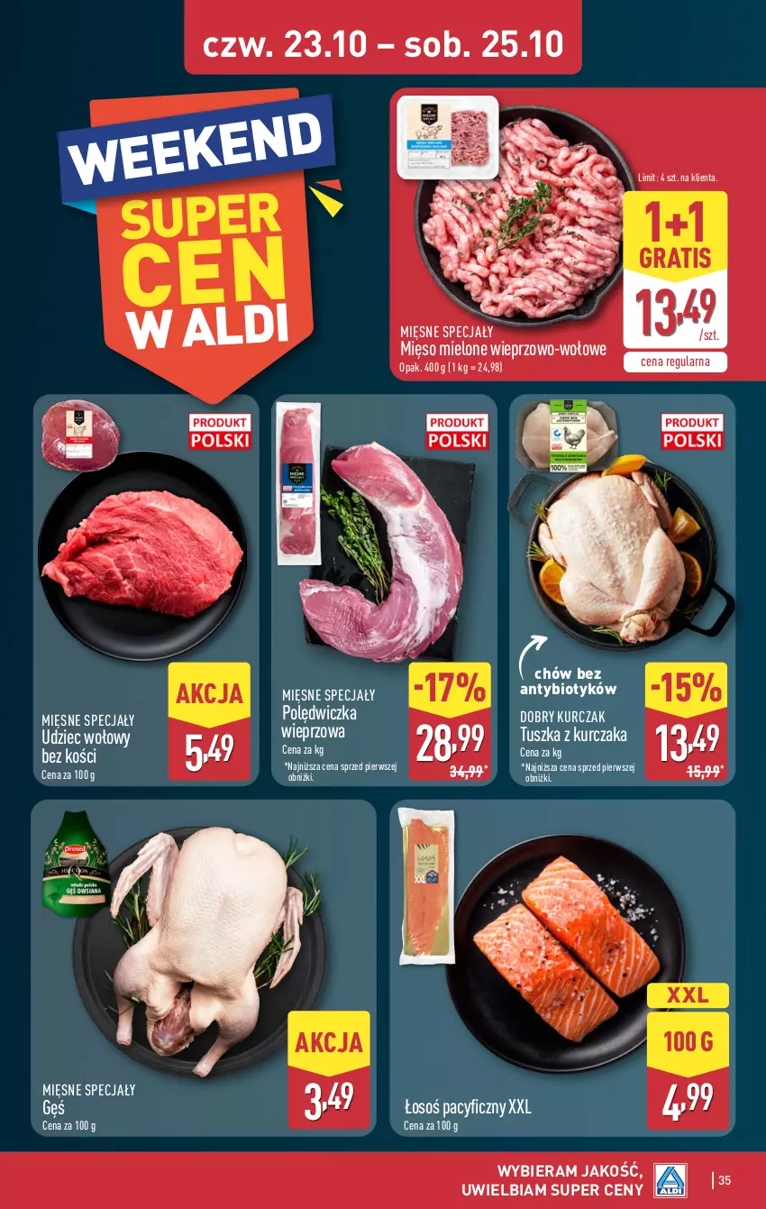 Gazetka promocyjna Aldi - Pełna oferta - ważna 20.10 do 25.10.2025 - strona 35 - produkty: Gra, Kurczak, Mięsne specjały, Mięso, Mięso mielone, Polędwiczka wieprzowa, Tusz, Udziec wołowy