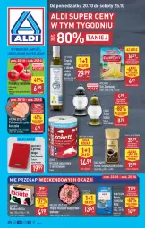 Gazetka promocyjna Aldi - Pełna oferta - Gazetka - ważna od 25.10 do 25.10.2025 - strona 1 - produkty: Kurczak, Mięso mielone, Kawa rozpuszczalna, Ser, Gin, Gra, Papier, Mięsne specjały, Dallmayr, Kawa mielona, Kawa, Ręcznik, Znicz, Oliwa z oliwek, Waga, Masło, Pomidory, Mięso