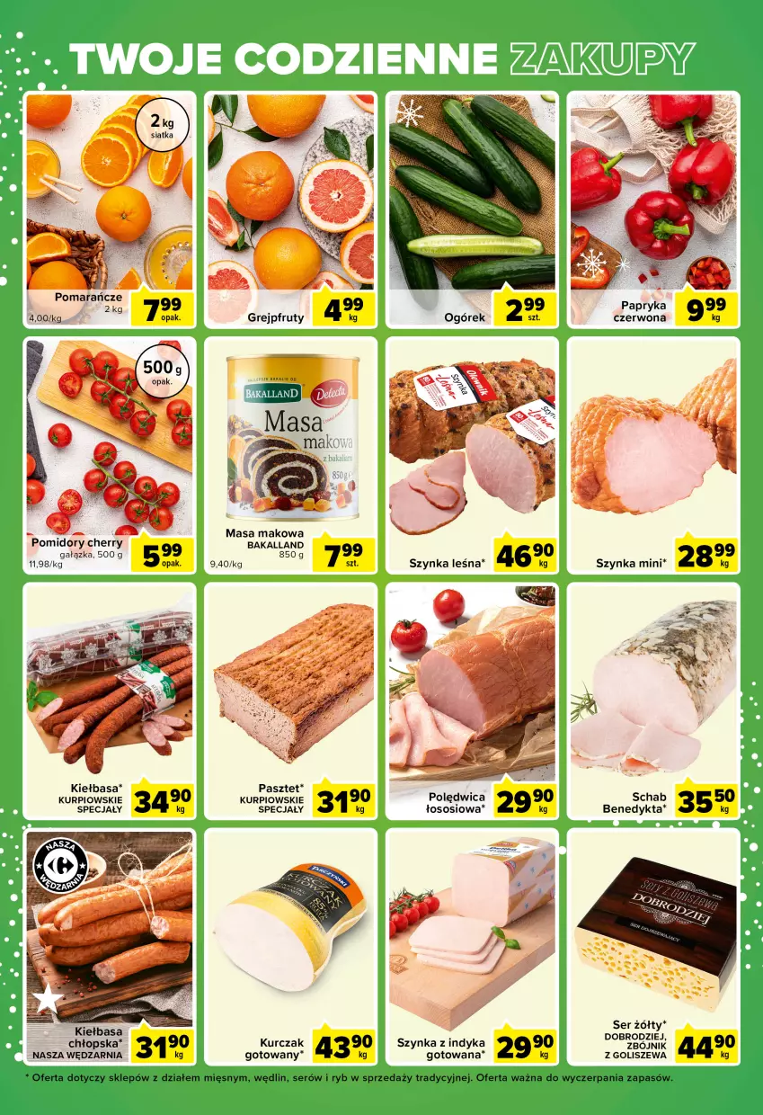 Gazetka promocyjna Carrefour - Gazetka Express - ważna 13.12 do 19.12.2022 - strona 5 - produkty: Bakalland, Grejpfrut, Kiełbasa, Kurczak, Ogórek, Papryka, Pasztet, Polędwica, Ser, Sos, Szynka