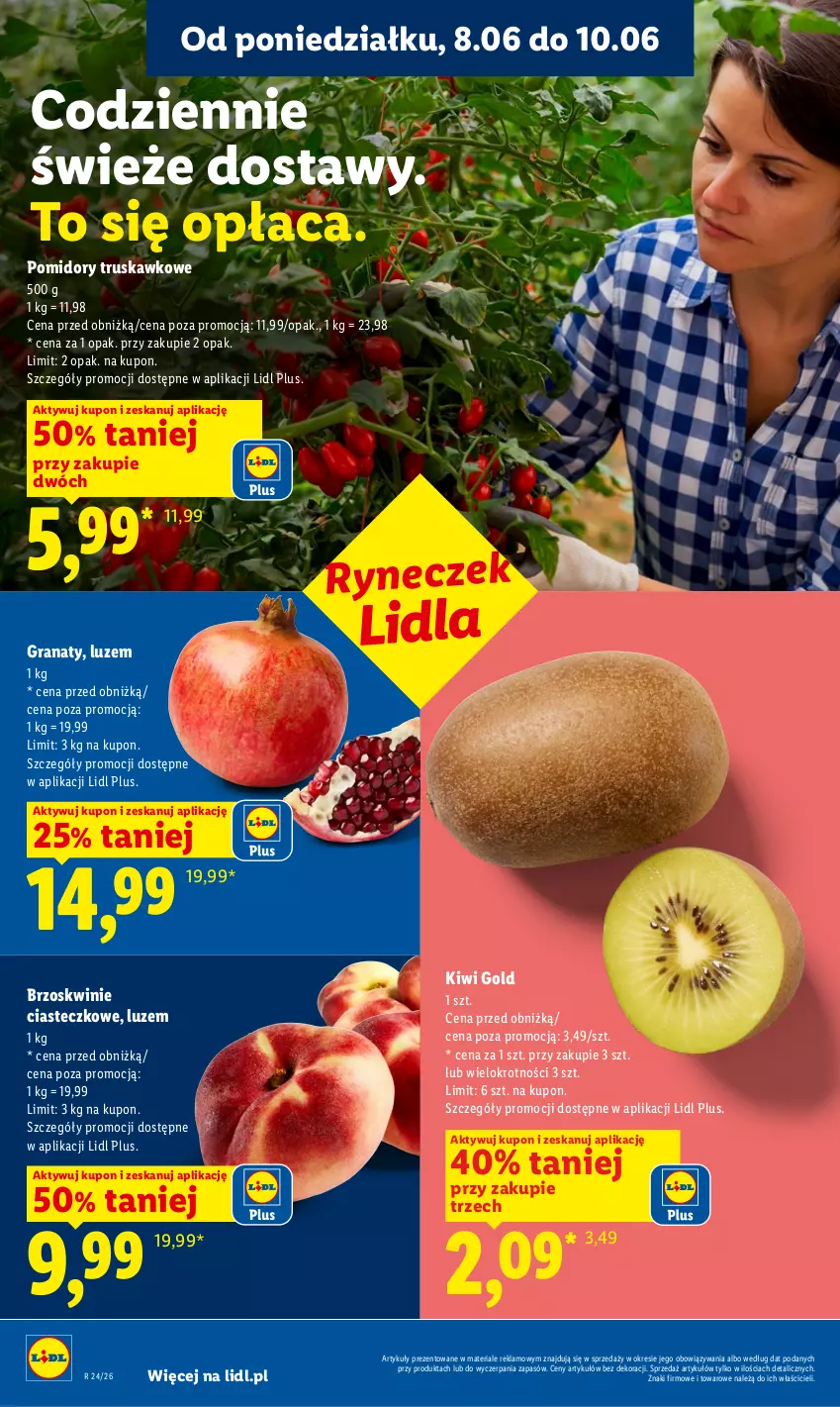 Gazetka promocyjna Lidl - Gazetka ważna od 8.06 do 10.06 - ważna 08.06 do 10.06.2026 - strona 38 - produkty: Brzoskwinie, Gra, Granat, Kiwi, Pomidory