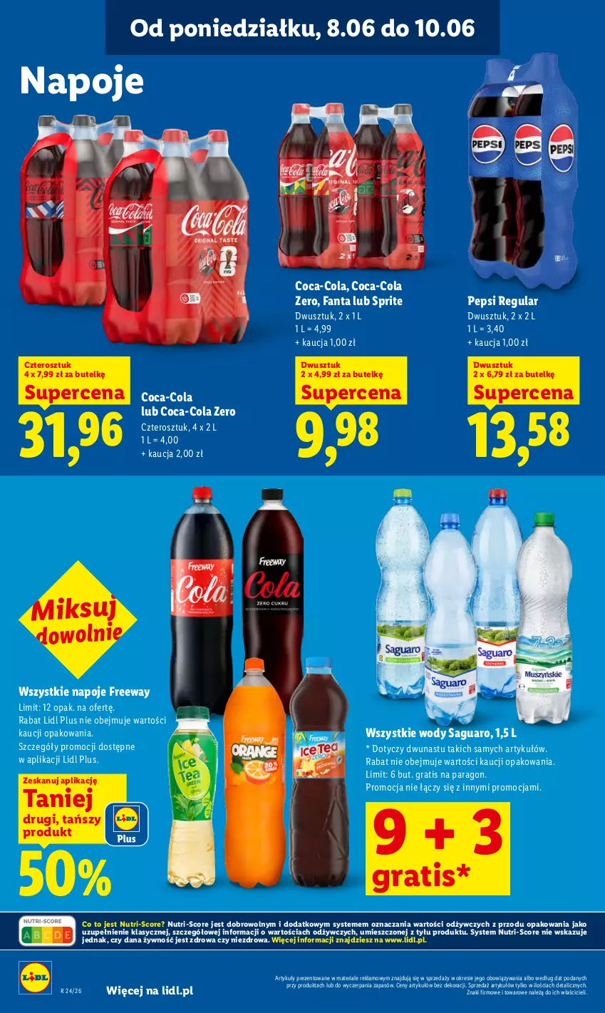 Gazetka promocyjna Lidl - Gazetka ważna od 8.06 do 10.06 - ważna 08.06 do 10.06.2026 - strona 60 - produkty: Coca-Cola, Fa, Fanta, Gra, Napoje, Pepsi, Sprite