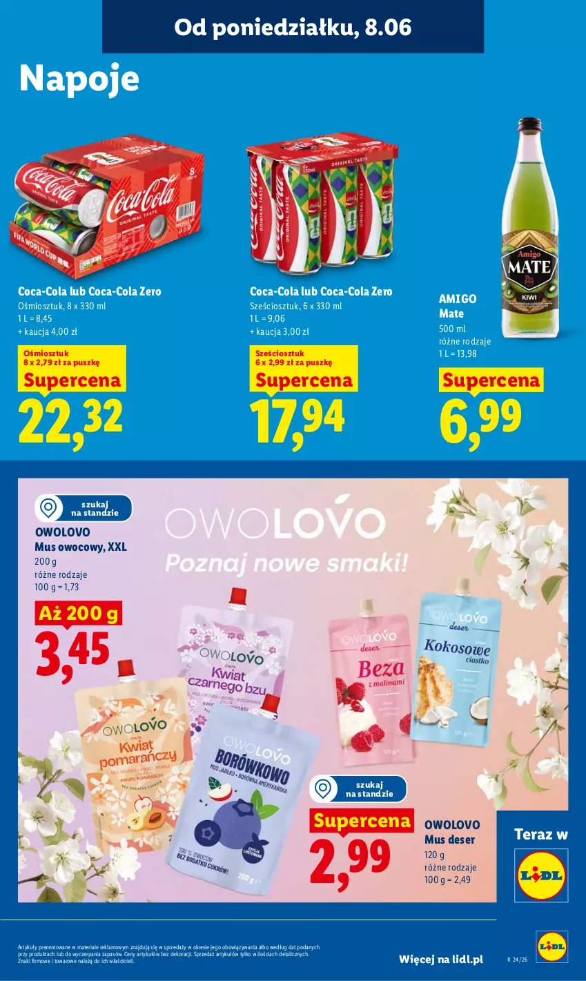 Gazetka promocyjna Lidl - Gazetka ważna od 8.06 do 10.06 - ważna 08.06 do 10.06.2026 - strona 61 - produkty: Coca-Cola, Deser, Mus, Napoje, Ser, Tera