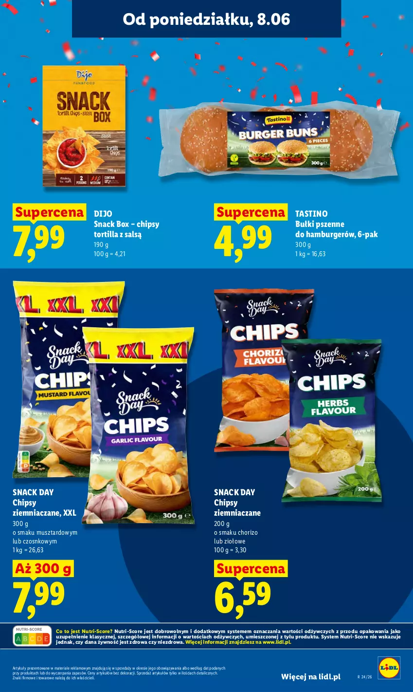 Gazetka promocyjna Lidl - Gazetka ważna od 8.06 do 10.06 - ważna 08.06 do 10.06.2026 - strona 69 - produkty: Burger, Chipsy, Hamburger, Mus, Tortilla