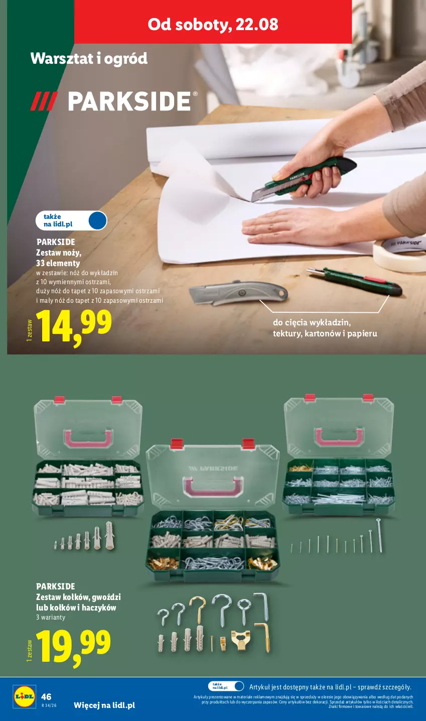 Gazetka promocyjna Lidl - Gazetka ważna od 17.08. do 22.08. - ważna 17.08 do 22.08.2026 - strona 58 - produkty: Haczyk, Noż, Ogród, Papier, Parkside