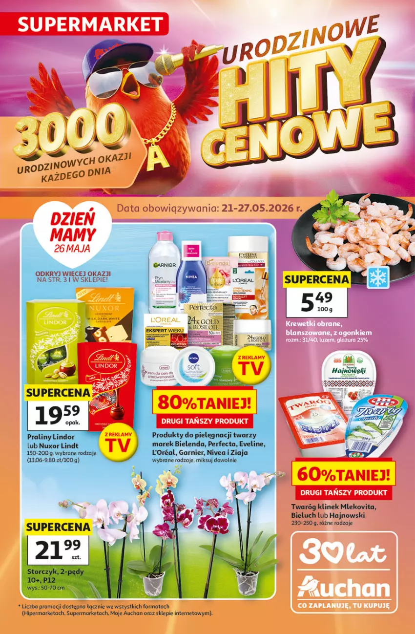 Gazetka promocyjna Auchan - Gazetka 30 Lat Supermarket Auchan - ważna 21.05 do 27.05.2026 - strona 1 - produkty: Bieluch, Mleko, Mlekovita, Twaróg