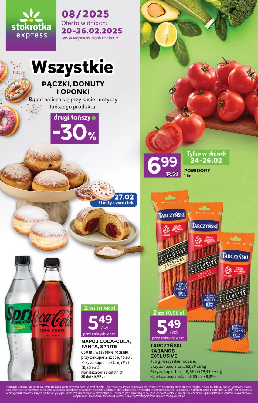 Gazetka promocyjna Stokrotka - Stokrotka Express - ważna 20.02 do 26.02.2025 - strona 1 - produkty: Coca-Cola, Donut, Fa, Fanta, Napój, Nuty, Owoce, Sprite