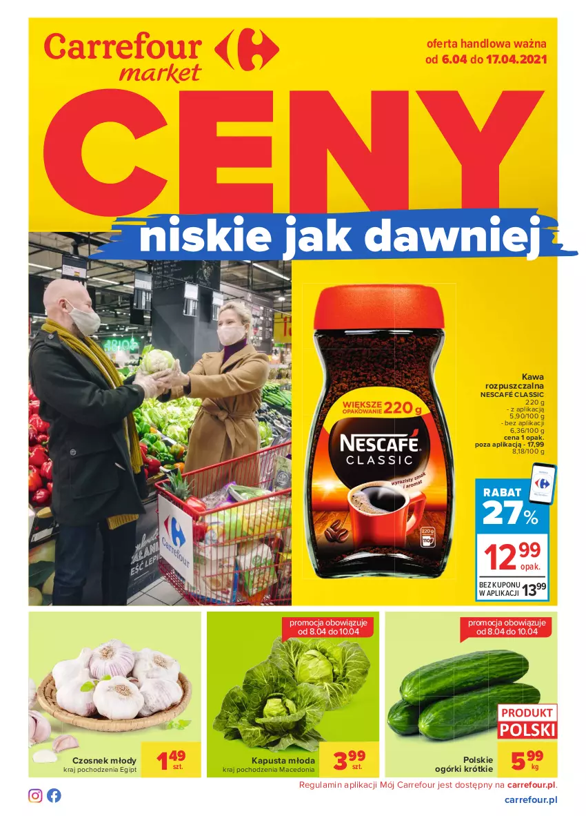 Gazetka promocyjna Carrefour - Gazetka Market - ważna 05.04 do 17.04.2021 - strona 1 - produkty: Czosnek, Kawa, Kawa rozpuszczalna, Nescafé