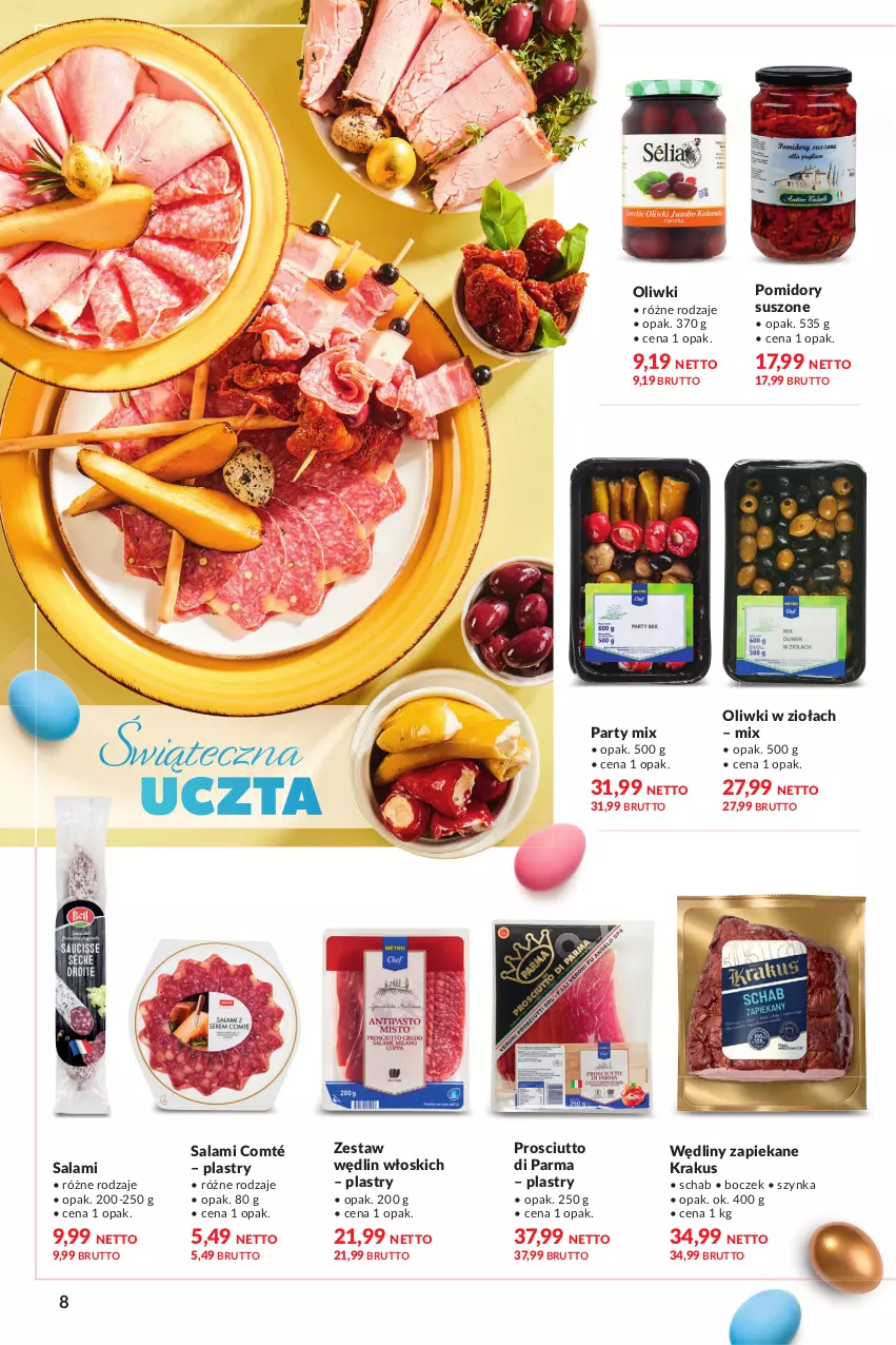 Gazetka promocyjna Makro - [Oferta specjalna] Delikatesy - ważna 22.03 do 04.04.2022 - strona 8 - produkty: Boczek, Krakus, Oliwki, Pomidory, Prosciutto, Salami, Szynka