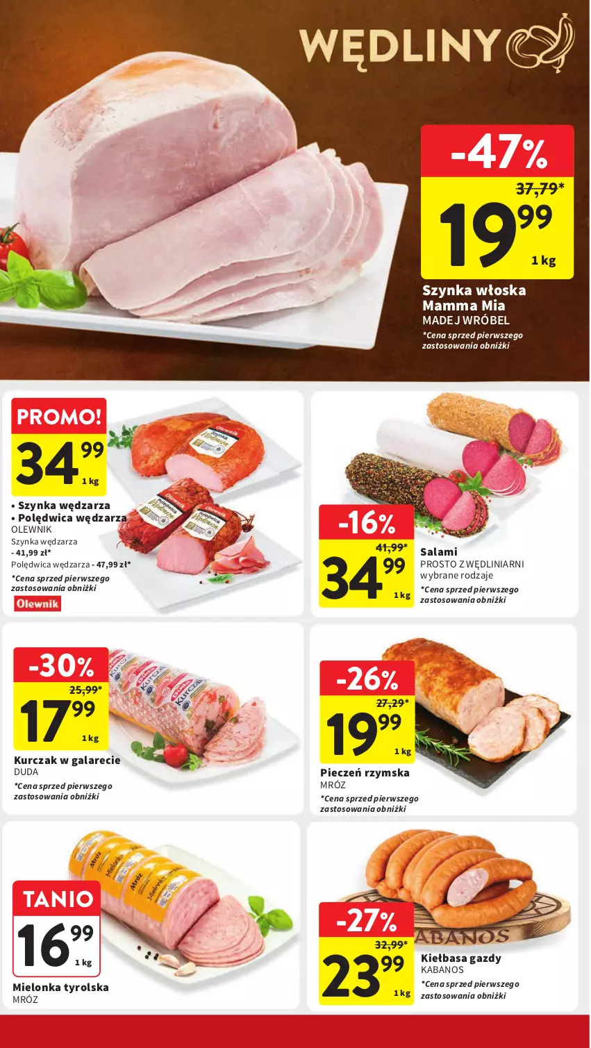 Gazetka promocyjna Intermarche - Gazetka Intermarche - ważna 09.05 do 15.05.2024 - strona 16 - produkty: Duda, Gala, Kabanos, Kiełbasa, Kurczak, Madej Wróbel, Mielonka tyrolska, Olewnik, Piec, Pieczeń rzymska, Polędwica, Salami, Szynka