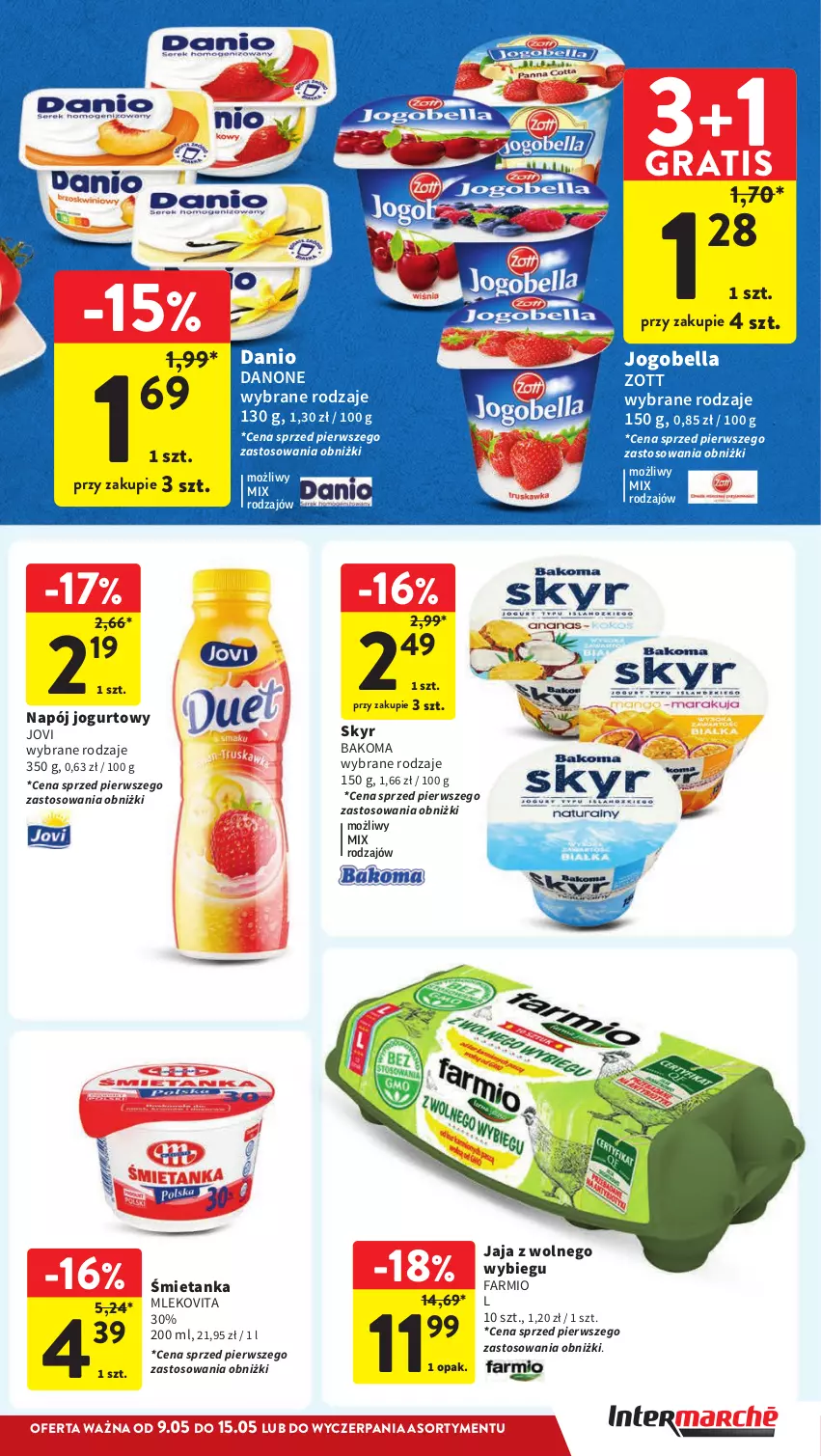 Gazetka promocyjna Intermarche - Gazetka Intermarche - ważna 09.05 do 15.05.2024 - strona 23 - produkty: Bakoma, Bell, Bella, Danio, Danone, Fa, Gra, Jaja, Jaja z wolnego wybiegu, Jogobella, Jogurt, Mleko, Mlekovita, Napój, Napój jogurtowy, Zott