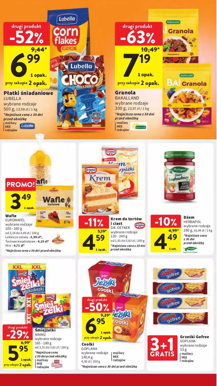 Gazetka promocyjna Intermarche - Gazetka Intermarche - ważna 09.05 do 15.05.2024 - strona 30 - produkty: Bakalland, Bell, Bella, Danio, Dr. Oetker, Dżem, Goplana, Gra, Granola, Grześki, Herbapol, Krem do tortów, LANA, Lubella, Nimm2, Wafle