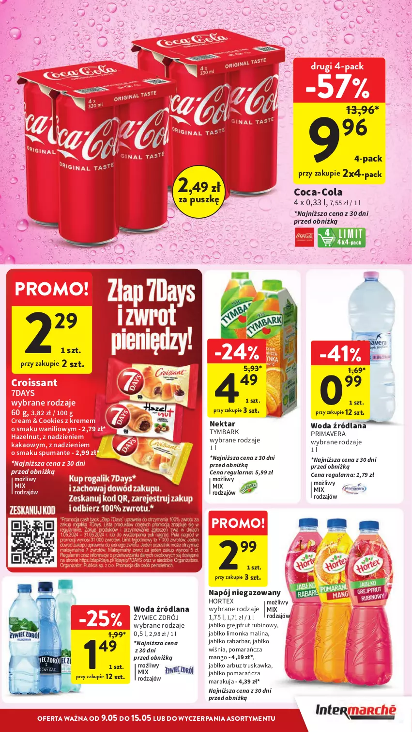 Gazetka promocyjna Intermarche - Gazetka Intermarche - ważna 09.05 do 15.05.2024 - strona 31 - produkty: Arbuz, Coca-Cola, Croissant, Grejpfrut, Hortex, Kakao, LANA, Limonka, Mango, Napój, Napój niegazowany, Nektar, Prima, Primavera, Puma, Rubin, Tymbark, Woda