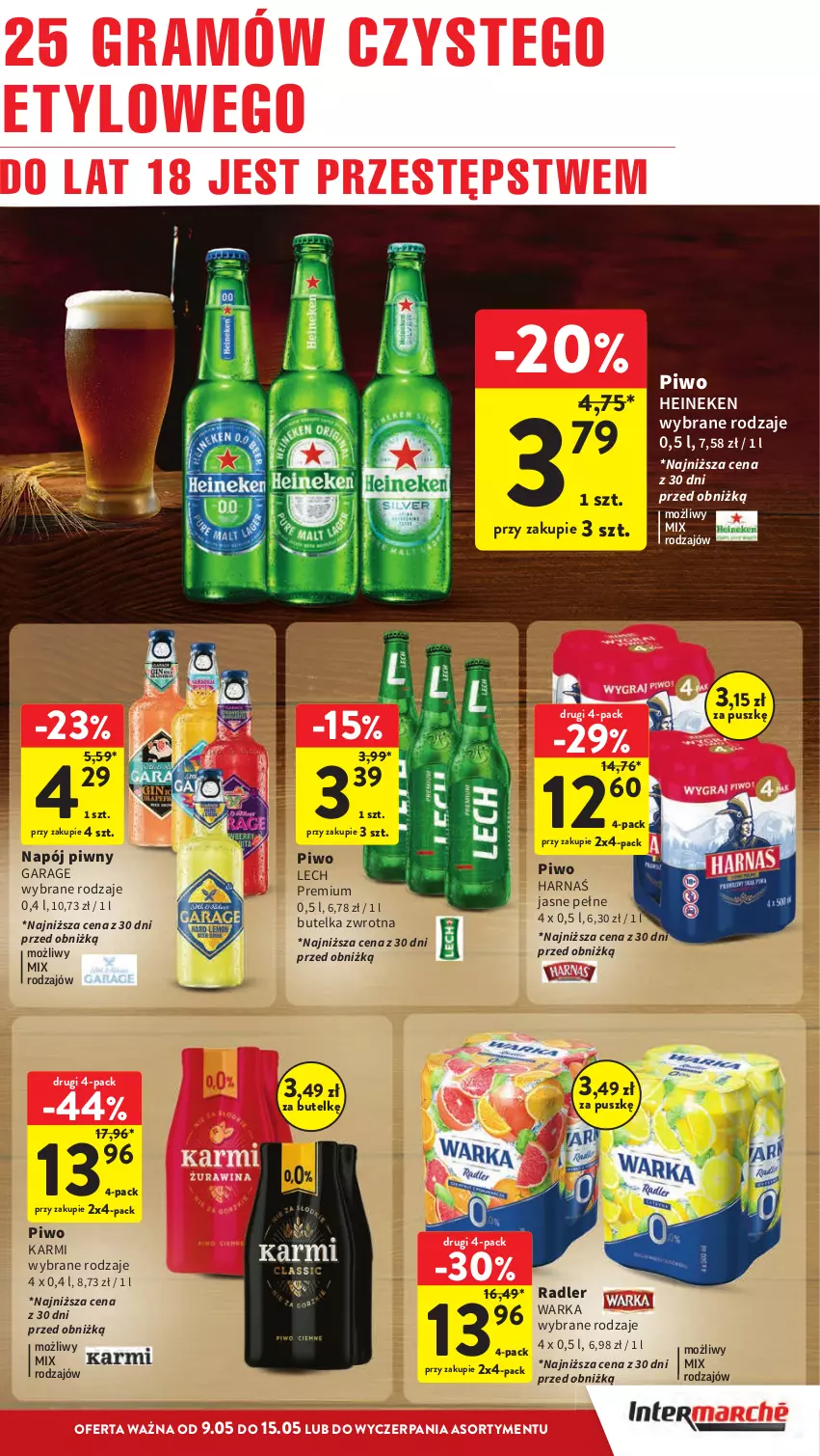 Gazetka promocyjna Intermarche - Gazetka Intermarche - ważna 09.05 do 15.05.2024 - strona 33 - produkty: Gra, Harnaś, Heineken, Karmi, Lech Premium, Napój, Piwo, Radler, Warka