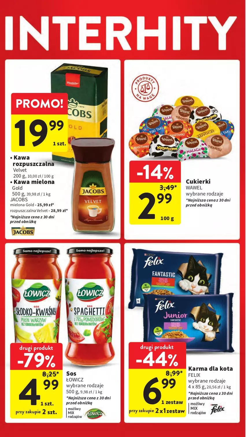 Gazetka promocyjna Intermarche - Gazetka Intermarche - ważna 09.05 do 15.05.2024 - strona 4 - produkty: Cukier, Cukierki, Felix, Jacobs, Kawa, Kawa mielona, Kawa rozpuszczalna, Sos, Velvet, Wawel