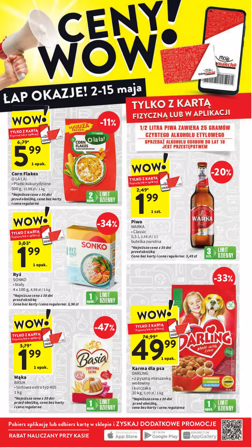 Gazetka promocyjna Intermarche - Gazetka Intermarche - ważna 09.05 do 15.05.2024 - strona 40 - produkty: Basia, Corn flakes, Kurczak, Mąka, Piwo, Ryż, Sonko, Warka