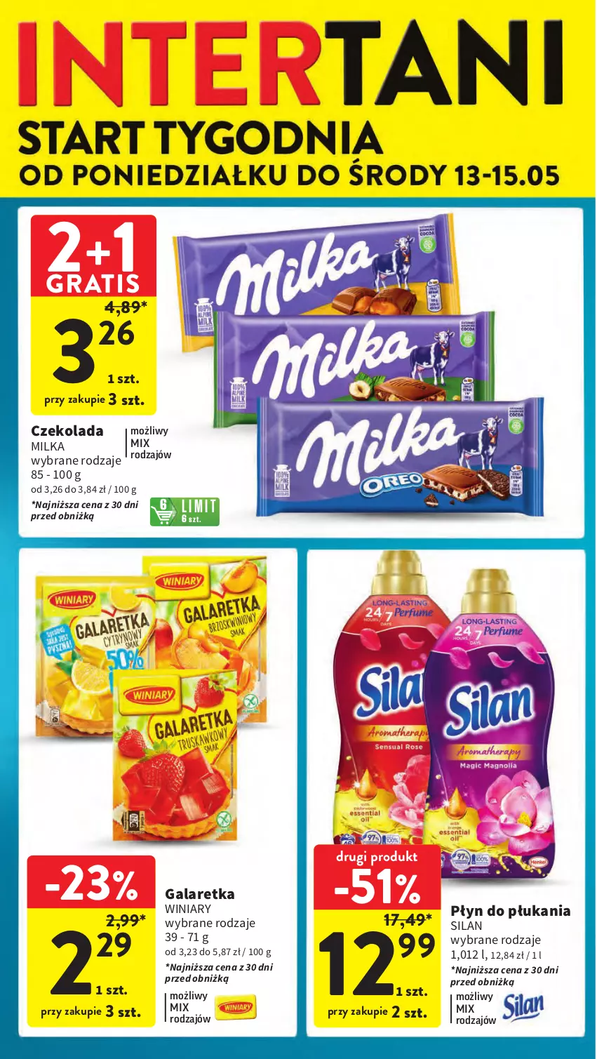 Gazetka promocyjna Intermarche - Gazetka Intermarche - ważna 09.05 do 15.05.2024 - strona 8 - produkty: Czekolada, Gala, Galaretka, Gra, Milka, Płyn do płukania, Silan, Winiary