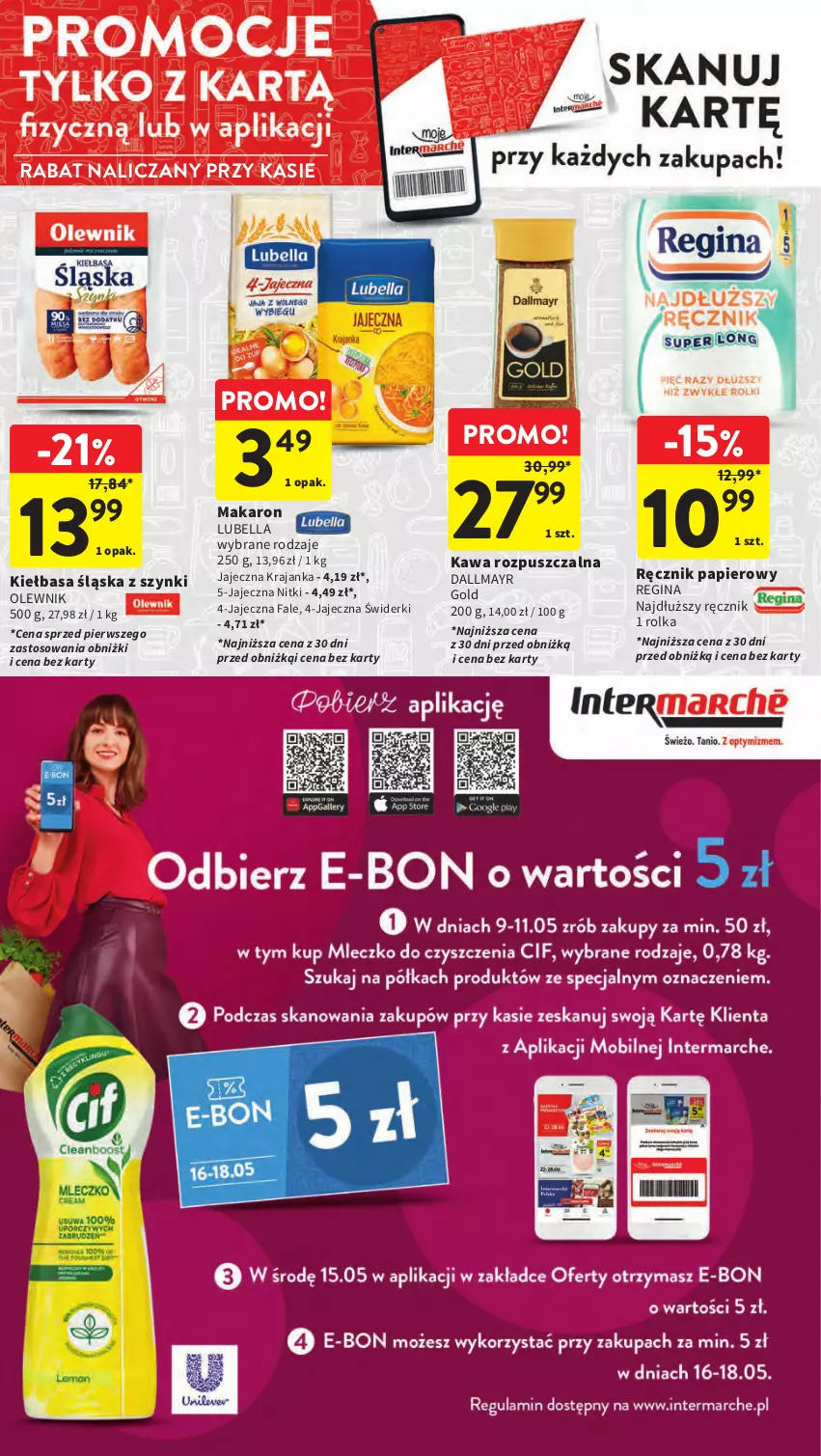 Gazetka promocyjna Intermarche - Gazetka Intermarche - ważna 09.05 do 15.05.2024 - strona 9 - produkty: Bell, Bella, Dallmayr, Fa, Gin, Kawa, Kawa rozpuszczalna, Kiełbasa, Kiełbasa śląska, Lubella, Makaron, Olewnik, Papier, Ręcznik