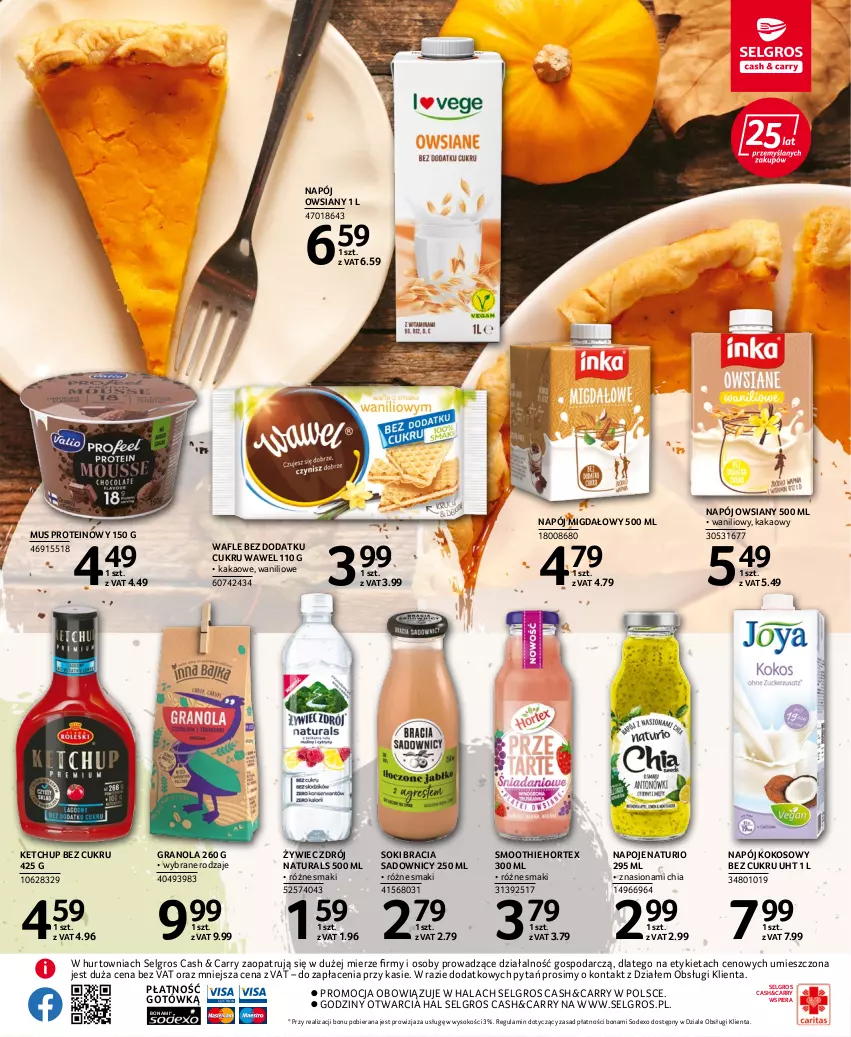 Gazetka promocyjna Selgros - Katalog Pasja i Zdrowie - ważna 06.10 do 19.10.2022 - strona 15 - produkty: Chia, Gra, Granola, Hortex, Kakao, Ketchup, Kokos, LG, Mus, Napój, Napoje, Smoothie, Sok, Wafle, Wawel