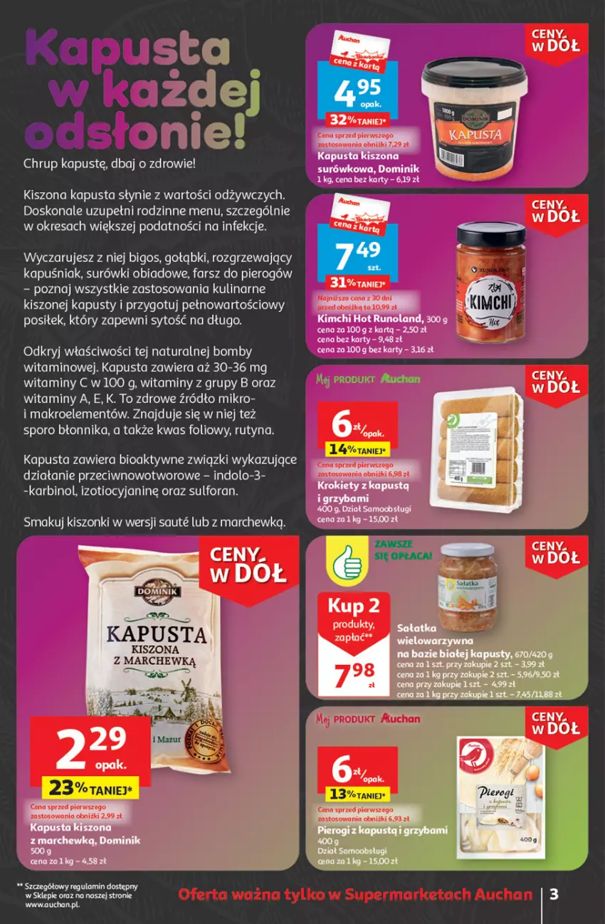 Gazetka promocyjna Auchan - Gazetka Ceny w dół Część 1 Supermarket Auchan - ważna 03.01 do 10.01.2024 - strona 3 - produkty: Bigos, Fa, Olej, Pierogi, Por, Runoland, Zdrowie