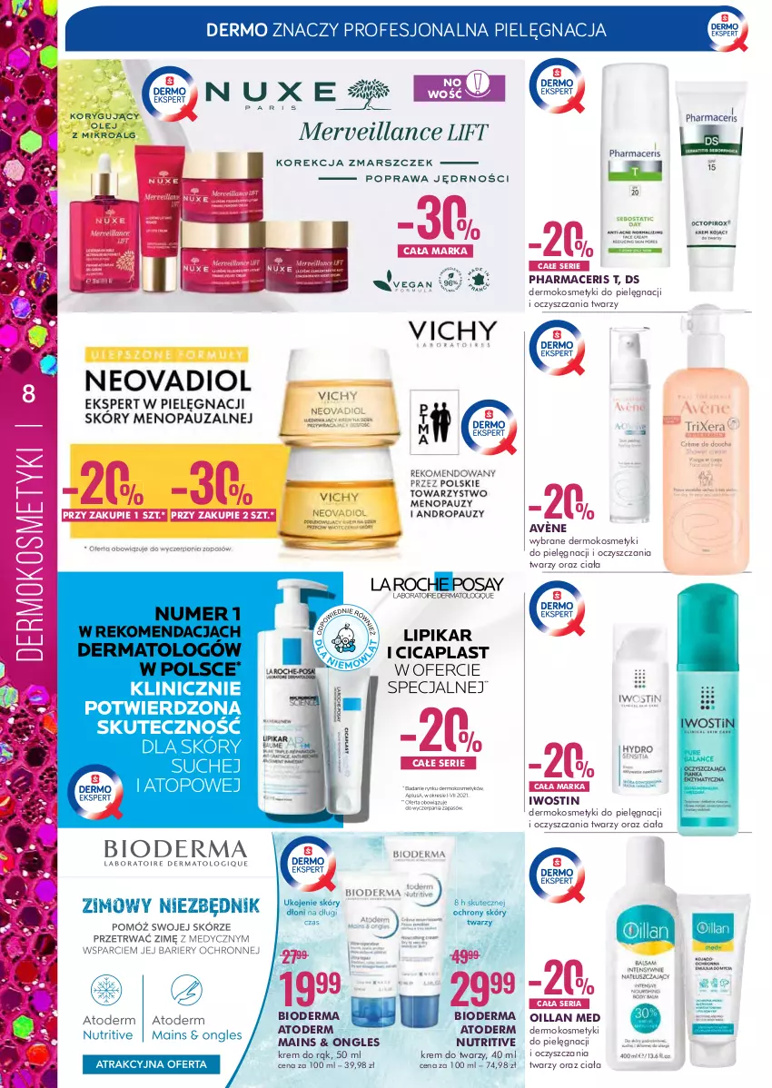 Gazetka promocyjna Super Pharm - Gazetka - ważna 17.02 do 02.03.2022 - strona 8 - produkty: Acer, Atoderm, Avène, Bioderma, Iwostin, Kosmetyki do pielęgnacji, Krem do rąk, Krem do twarzy, Oillan, Pharmaceris, Ser