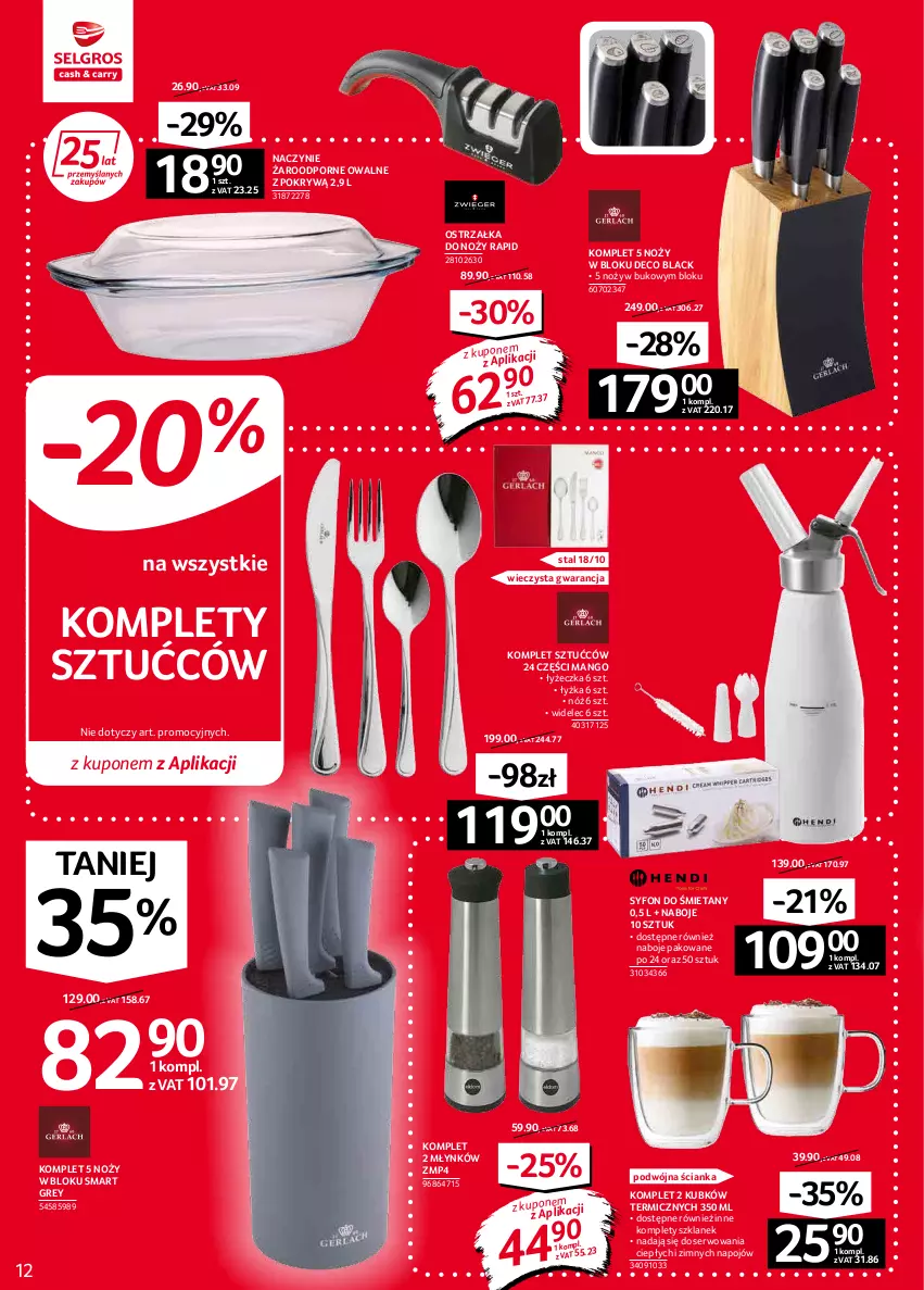 Gazetka promocyjna Selgros - Oferta przemysłowa - ważna 03.02 do 16.02.2022 - strona 12 - produkty: Lack, Mango, Naczynie żaroodporne, Noż, Ostrzałka do noży, Por, Ser, Syfon, Widelec