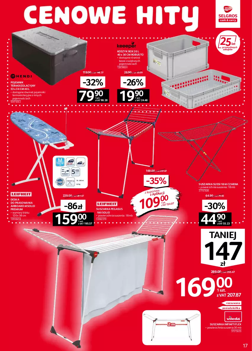 Gazetka promocyjna Selgros - Oferta przemysłowa - ważna 03.02 do 16.02.2022 - strona 17 - produkty: Asus, Deska do prasowania, Kosz, Pojemnik, Suszarka