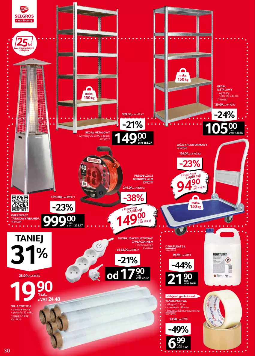 Gazetka promocyjna Selgros - Oferta przemysłowa - ważna 03.02 do 16.02.2022 - strona 30 - produkty: Klej, Regał, Regał metalowy, Taśma pakowa, Tran, Waga, Wózek