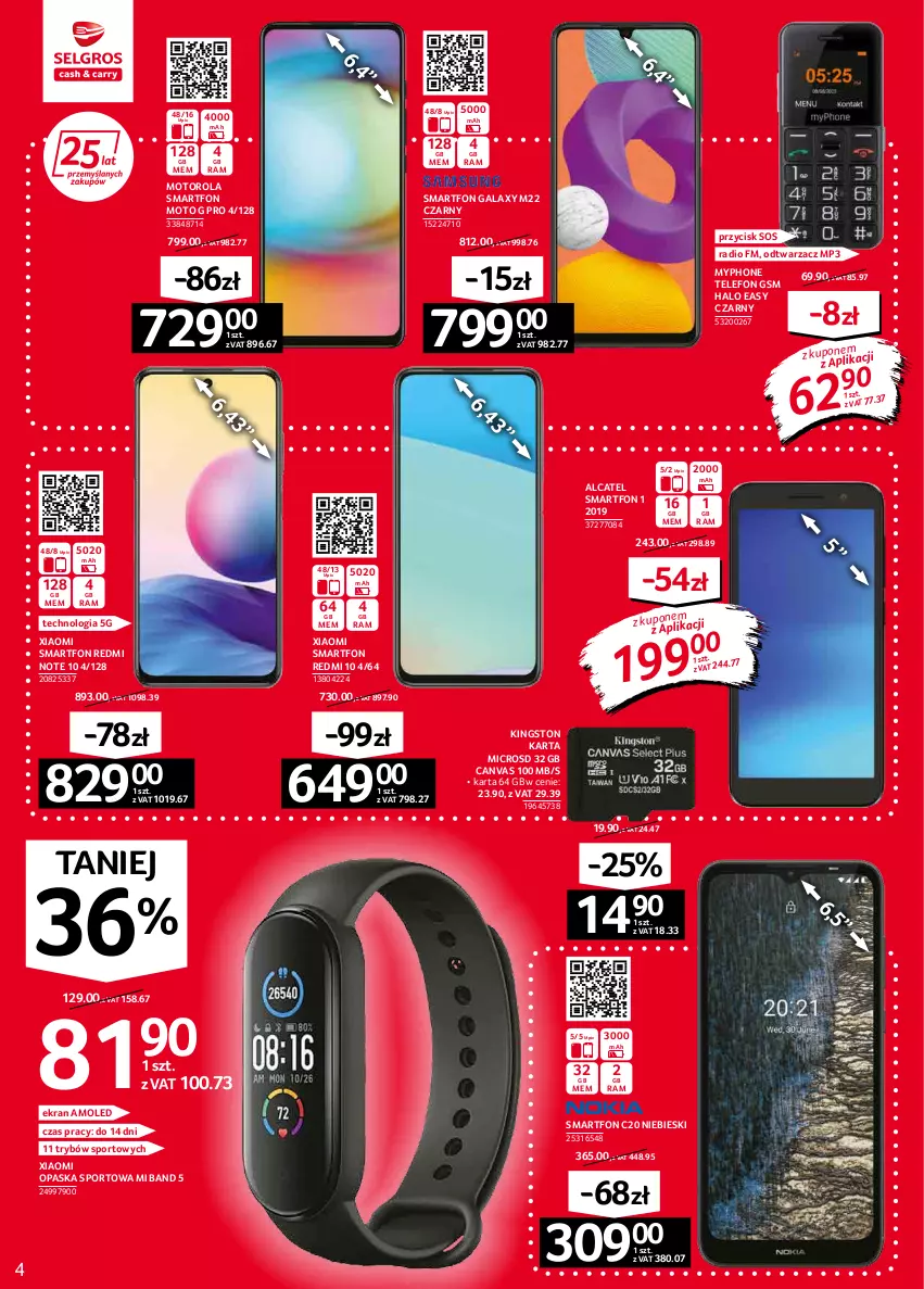 Gazetka promocyjna Selgros - Oferta przemysłowa - ważna 03.02 do 16.02.2022 - strona 4 - produkty: Amol, Gala, Halo, Motorola, MyPhone, Opaska, Por, Redmi Note, Smartfon, Sos, Sport, Telefon