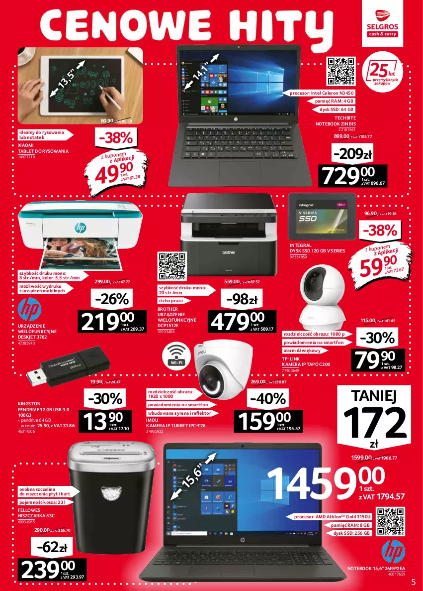 Gazetka promocyjna Selgros - Oferta przemysłowa - ważna 03.02 do 16.02.2022 - strona 5 - produkty: Brother, Gra, Intel, Kamera, Kosz, Mobil, Niszczarka, Notebook, Obraz, Pendrive, Procesor, Reflektor, Ser, Smartfon, Tablet, TP-Link, Urządzenie wielofunkcyjne