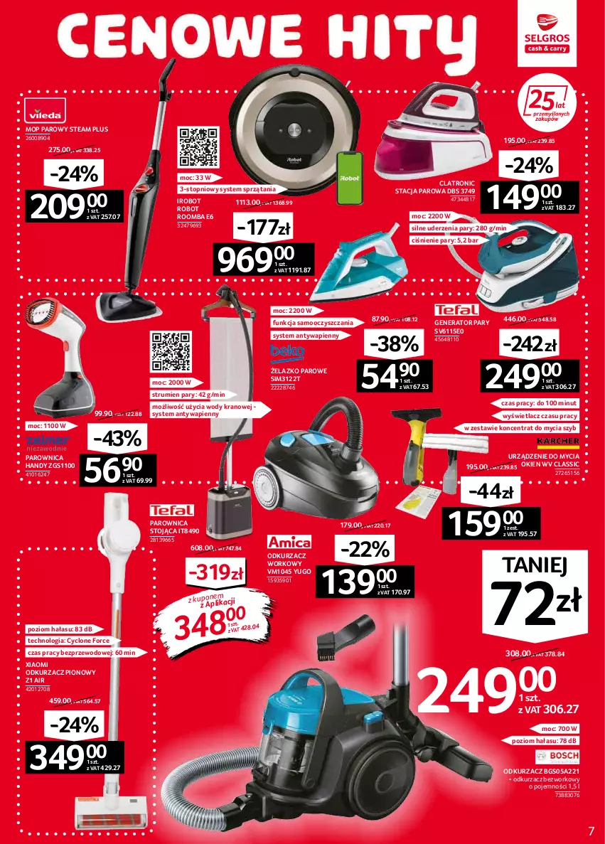 Gazetka promocyjna Selgros - Oferta przemysłowa - ważna 03.02 do 16.02.2022 - strona 7 - produkty: Generator pary, IRobot, Mop, Mop parowy, Odkurzacz, Parownica, Robot, Roomba, Rum, Top