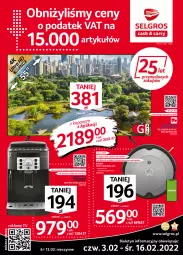 Gazetka promocyjna Selgros - Oferta przemysłowa - Gazetka - ważna od 16.02 do 16.02.2022 - strona 1 - produkty: Top, Gra, Młynek, Robot, IRobot, Roomba, Telewizor, Smart tv, LG