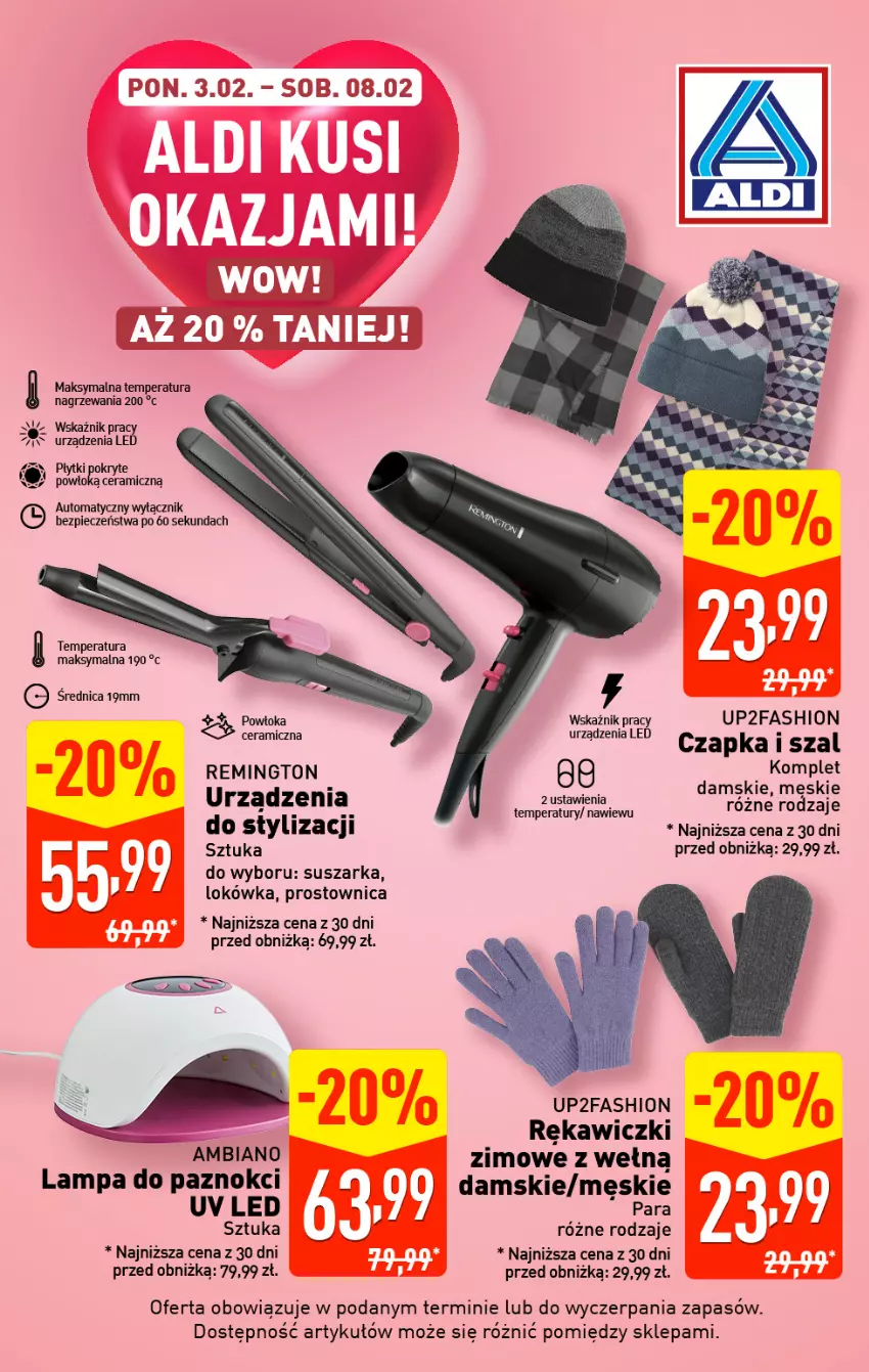 Gazetka promocyjna Aldi - Artykuły przemysłowe i tekstylia - ważna 29.01 do 01.02.2025 - strona 13 - produkty: Fa, Lampa, Lokówka, Piec, Remington, Suszarka