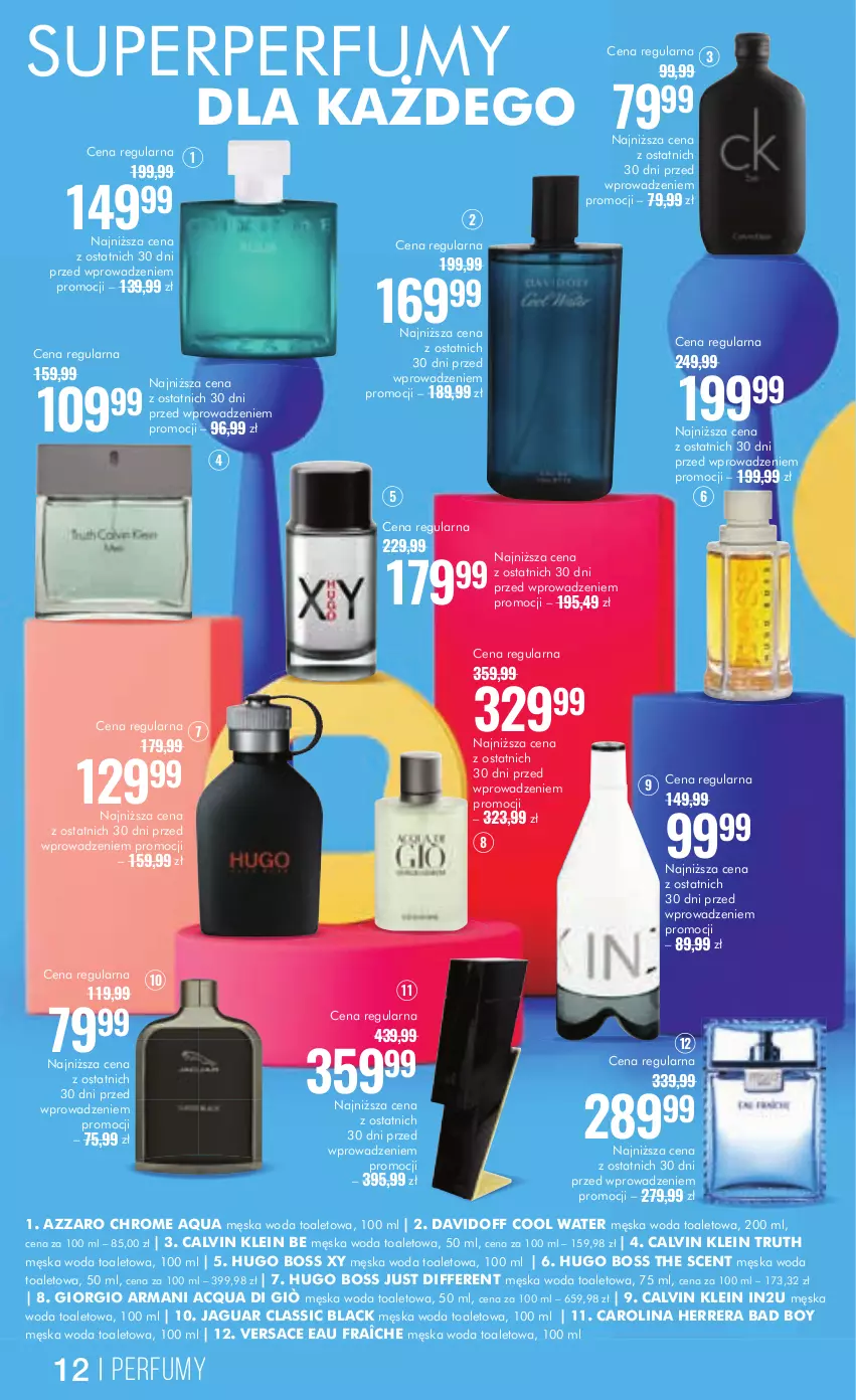 Gazetka promocyjna Super Pharm - Gazetka - ważna 19.03 do 03.04.2024 - strona 12 - produkty: Azzaro, Calvin Klein, Carolina Herrera, Davidoff, Giorgio Armani, Hugo Boss, Jaguar, Lack, Perfum, Versace, Woda, Woda toaletowa