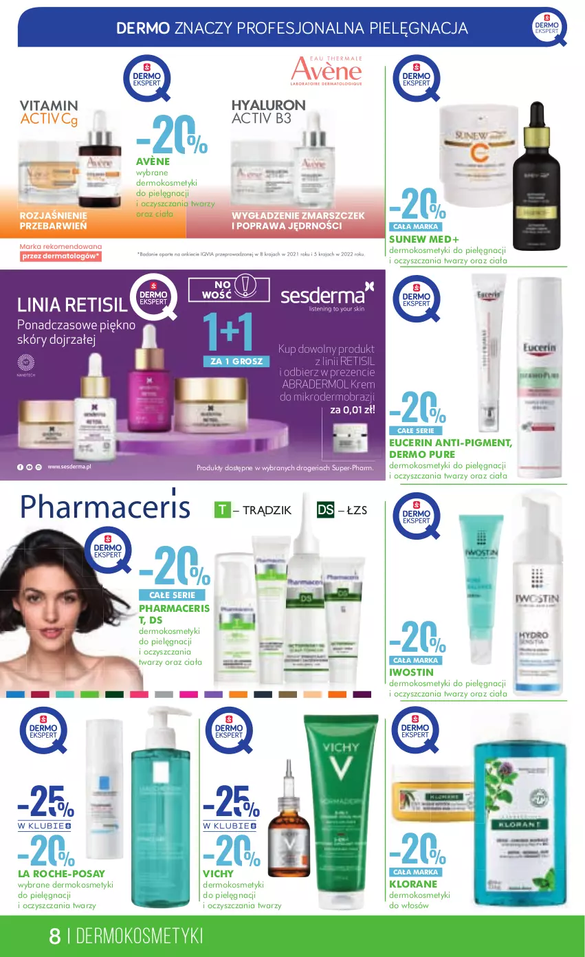 Gazetka promocyjna Super Pharm - Gazetka - ważna 19.03 do 03.04.2024 - strona 8 - produkty: Acer, Avène, Iwostin, Klorane, Kosmetyki do pielęgnacji, La Roche-Posay, Pharmaceris, Pur, Ser, Vichy