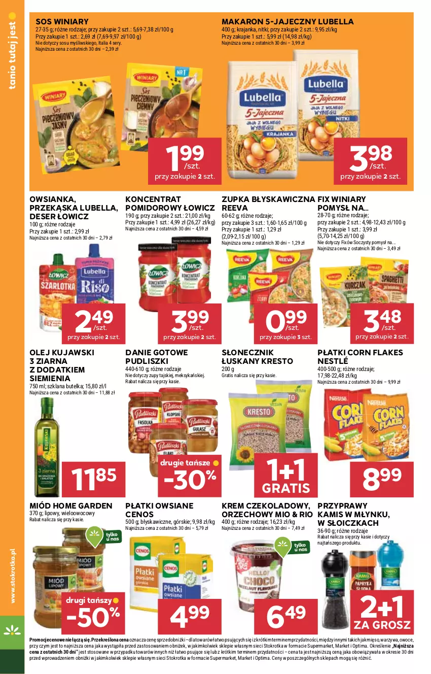Gazetka promocyjna Stokrotka - Market - ważna 12.03 do 18.03.2026 - strona 12 - produkty: Bell, Bella, Cenos, Corn flakes, Danie gotowe, Deser, Gra, Kamis, Kujawski, LANA, Lubella, Makaron, Mięso, Miód, Nestlé, Olej, Optima, Owoce, Owsianka, Płatki owsiane, Przyprawy, Pudliszki, Ser, Sos, Warzywa, Winiary