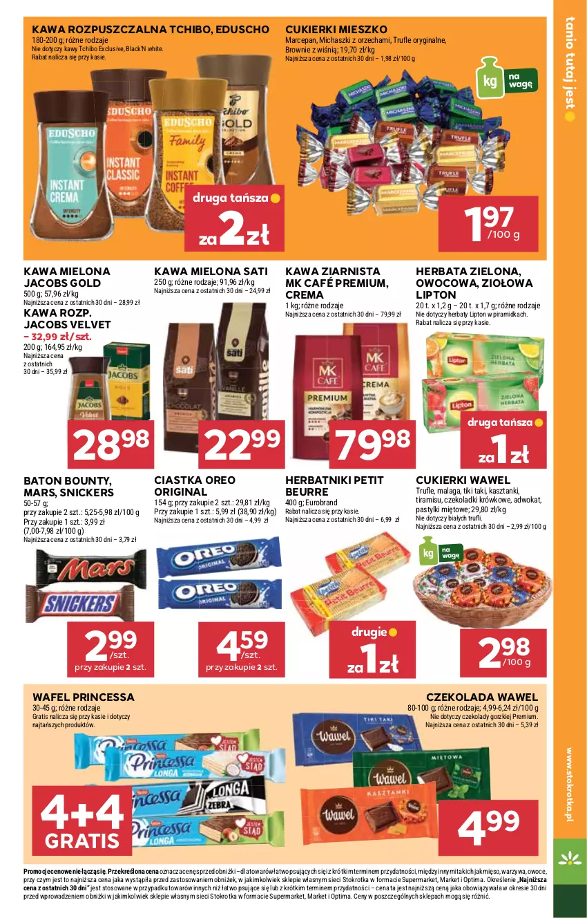 Gazetka promocyjna Stokrotka - Market - ważna 12.03 do 18.03.2026 - strona 13 - produkty: Baton, Bounty, Brownie, Ciastka, Cukier, Cukierki, Czekolada, Gin, Gra, Herbata, Herbatniki, Herbatniki Petit Beurre, Jacobs, Jacobs Velvet, Kawa, Kawa mielona, Kawa rozpuszczalna, Kawa ziarnista, Lack, Lipton, Mars, Mięso, Optima, Oreo, Owoce, Pastylki, Princessa, Sati, Snickers, Tchibo, Velvet, Warzywa, Wawel