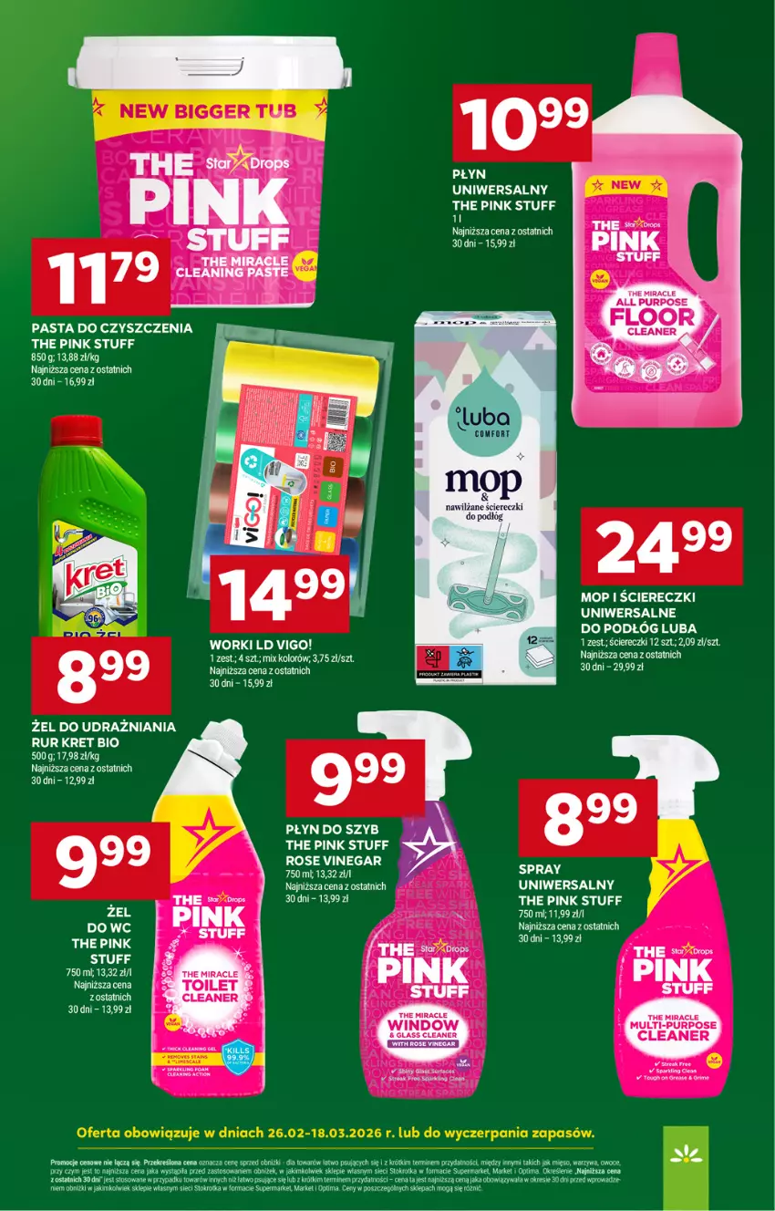 Gazetka promocyjna Stokrotka - Market - ważna 12.03 do 18.03.2026 - strona 17 - produkty: Kret, Mięso, Mop, Optima, Owoce, Płyn do szyb, Pur, Warzywa
