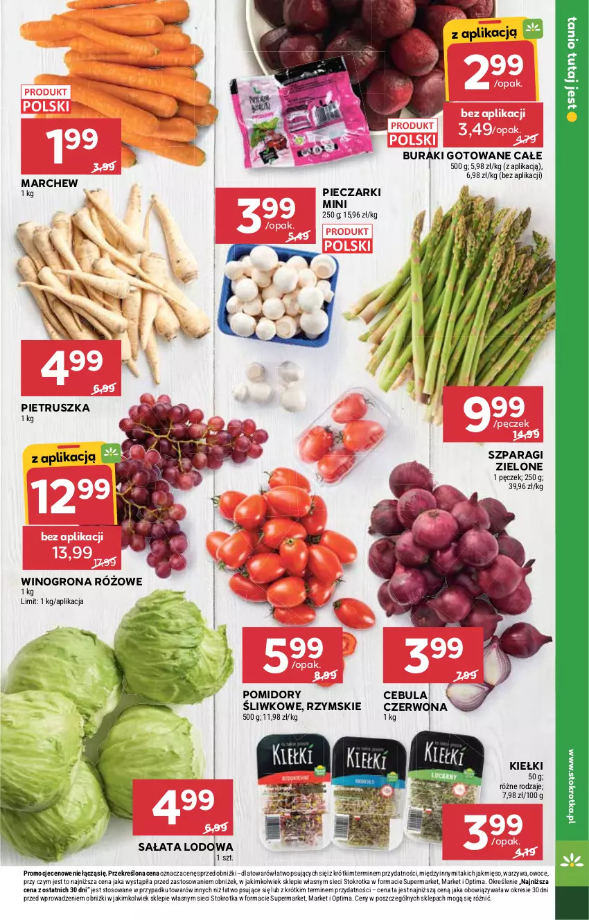 Gazetka promocyjna Stokrotka - Market - ważna 12.03 do 18.03.2026 - strona 7 - produkty: Buraki, Cebula, Cebula czerwona, Kiełki, Mięso, Optima, Owoce, Piec, Pietruszka, Pomidory, Sałat, Sałata lodowa, Warzywa, Wino, Winogrona