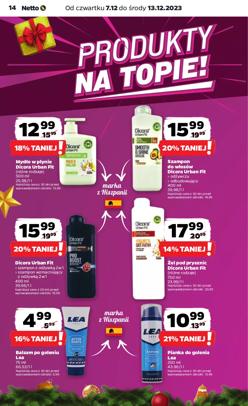 Gazetka promocyjna Netto - Artykuły spożywcze - ważna 07.12 do 13.12.2023 - strona 14 - produkty: Balsam po goleniu, Mydło, Mydło w płynie, Pianka do golenia, Szampon