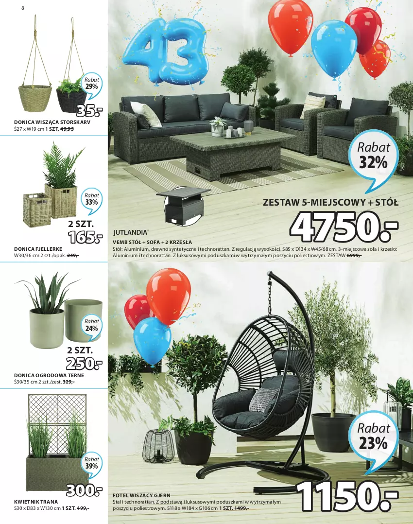 Gazetka promocyjna Jysk - Oferta tygodnia - ważna 30.03 do 11.04.2022 - strona 9 - produkty: Fa, Fotel, Krzesło, Kwietnik, Poduszka, Sofa, Sok, Stół, Tran