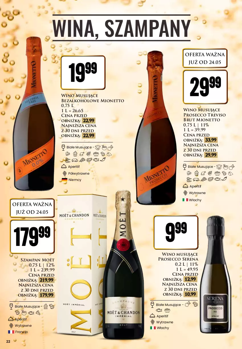 Gazetka promocyjna Dino - Katalog alkoholowy / maj 2024 - ważna 27.05 do 01.06.2024 - strona 22 - produkty: Mionetto, Mus, Prosecco, Ser, Wino, Wino musujące