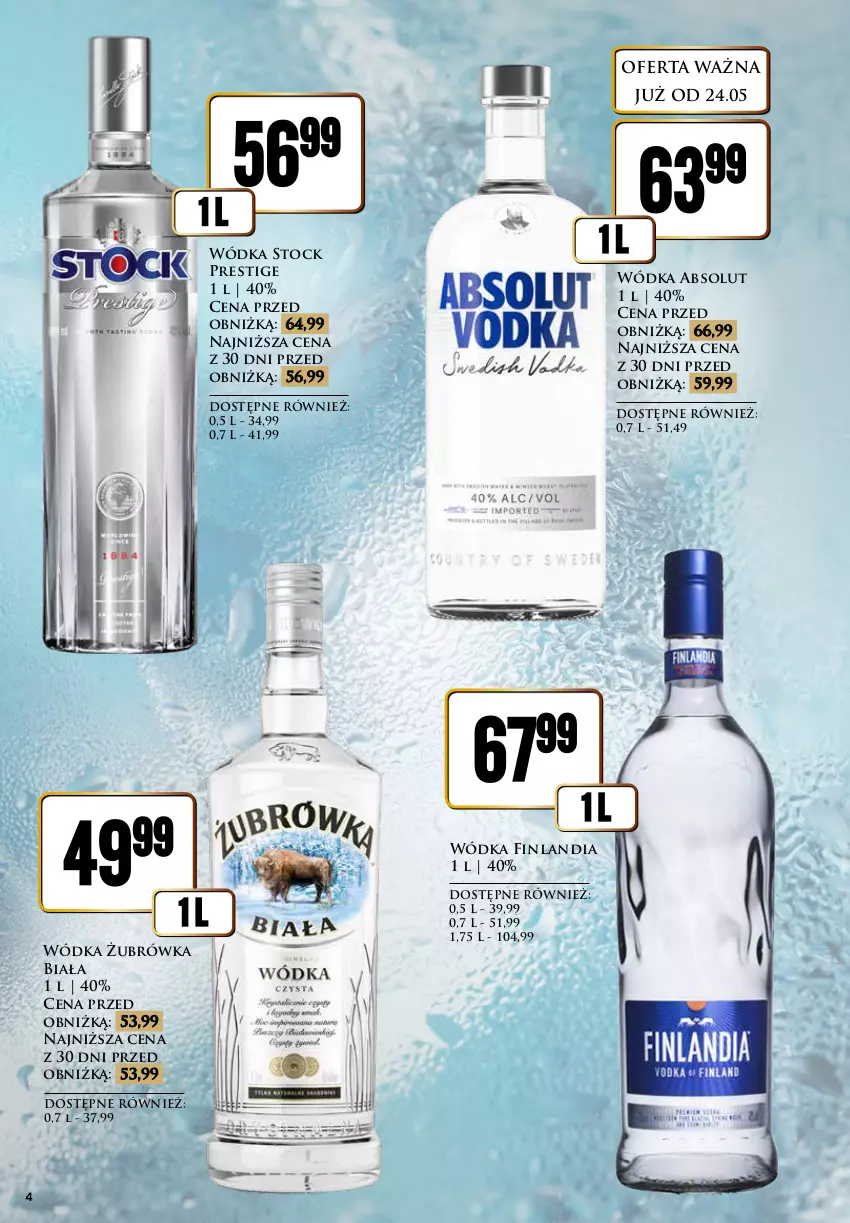 Gazetka promocyjna Dino - Katalog alkoholowy / maj 2024 - ważna 27.05 do 01.06.2024 - strona 4 - produkty: Absolut, Finlandia, Stock, Wódka